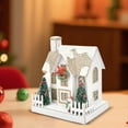 thumbnail image 5 of Lighted Christmas House Decoration - Glittery Snowy Cottage with LED Lights, Trees & Snowman, Festive Tabletop Decor for Holiday Home & Gift, 5 of 6