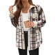thumbnail image 3 of Chaqueta de Franela para Mujer, Estilo Otoño, A Cuadros, con Botones, Larga, Informal, de Forro , con Bolsillos. Arroz con Albaricoque L, 3 of 8