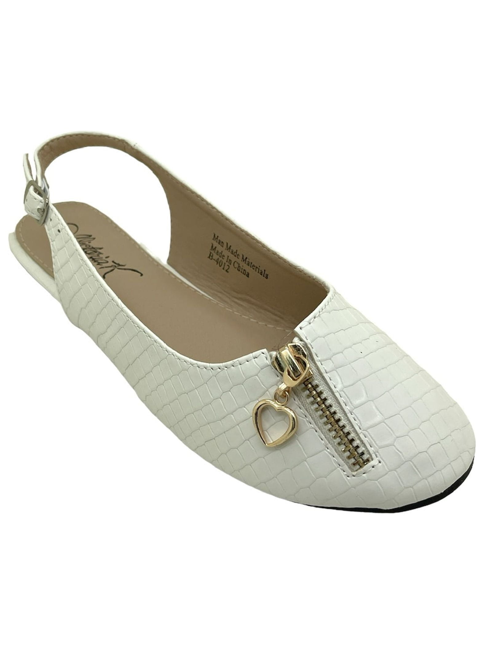 Women Fashion Comfort Opened Side Flats W/Mock Front Zipper.