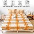 thumbnail image 5 of King Size Fitted Sheet Set - Orange Plaid 3 Piece Bedding Sets 16" Deep Pocket Fitted Sheet with 2 Pillowcases, Gingham Check Minimalist Modern Grid Farmhouse Brushed Microfiber Hotel Bed Sheets, 5 of 9
