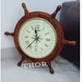 thumbnail image 3 of Thor Instruments Nautical Brown Wooden Ship Wheel Wall Clock - Pirate Home Decor Vintage style  19", 3 of 4