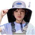 thumbnail image 2 of SGFCWSX Boys Sun Hat Kids Wide Brim UV Protection Solar Powered Cooling Fan Neck Flap Breathable Summer Outdoor Hiking Beach Bucket Hats Dark Gray Free Size, 2 of 4