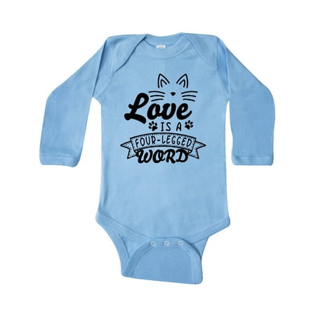 

Inktastic Love is a 4 Legged Word with Cat Ears and Whiskers Gift Baby Boy or Baby Girl Long Sleeve Bodysuit