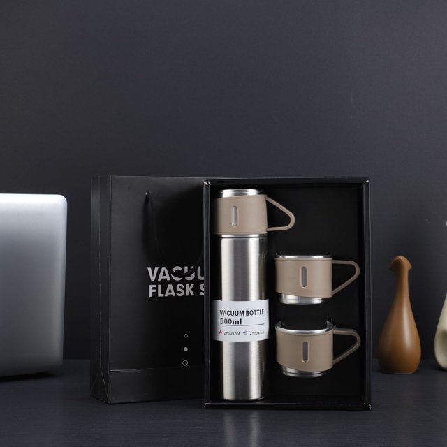 Taza térmica de acero inoxidable 304, de alto valor de color, una taza, tres tapas, tres piezas, taza creativa, caja de regalo, taza de regalo