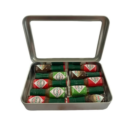 Mini Tabasco Hot Sauce Bottles With Travel Case - Includes Assortment Of 10 Mini Tabasco Sauce Bottles and Travel Tin