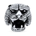 thumbnail image 2 of Bling Jewelry Mens Hunter Norse Viking Mens Silver Ring: Fierce Bear Head Oxidized .925 Sterling, 2 of 5