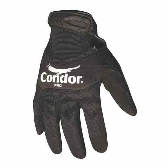 Condor Mechanics Gloves, Synthetic Leather Palm, Neoprene Back, XL, Black 42KZ77