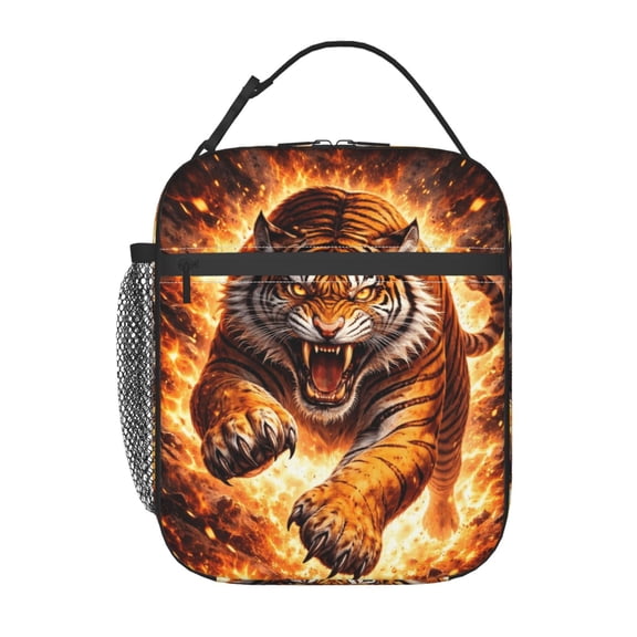 Fierce Tiger Lunch Bag Reusable Thermal Lunch Tote with Handle for Women and Men