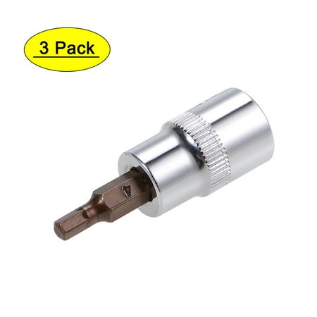 

Uxcell 3/8 Drive x 4mm Standard Metric Hex Bit Socket S2 & Cr-V Steel 3 Pack