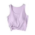 thumbnail image 2 of Penkiiy Women's Built-In Bra Tank Top - Summer Seamless Camisole , Ultra-Comfy & No-Chafe Design L Purple, 2 of 9