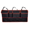 thumbnail image 2 of LOVIVER Car Hanging Trunk Organizer Bag Pockets Large Capacity Multipurpose Oxford Cloth Black Red Edge, 2 of 7