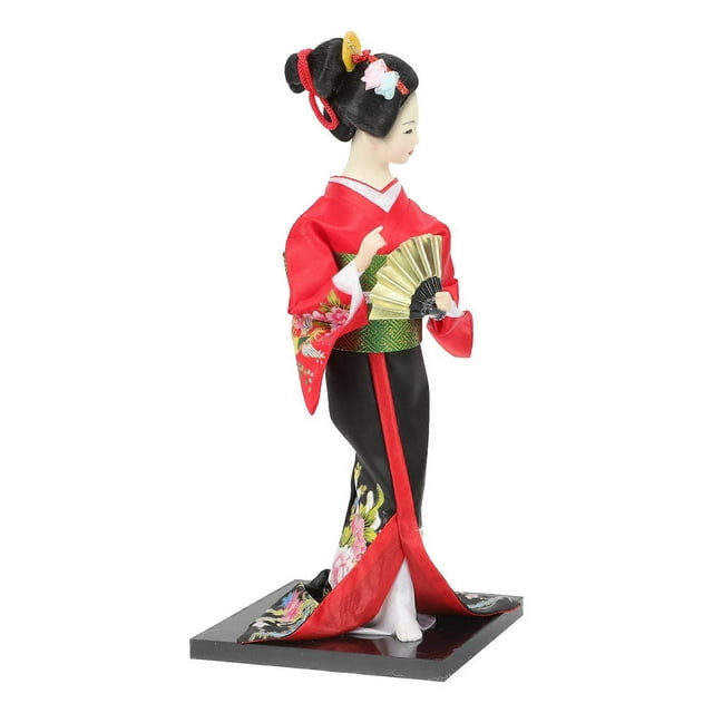 Japanese Geisha Kimono Doll Decoration Made of Resin in Red Color for Desktop Decor