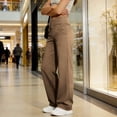 thumbnail image 4 of Oplxuo Women Yoga Dress Pants with Pockets High Waisted Crossover Wide Leg Pants Loose Casual Work Trouser Lounge Pant, 4 of 7