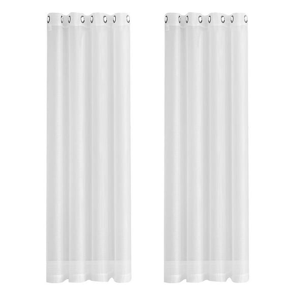 MIXFEER 2PC Curtain Modern Simple Waterproof Solid Color Trilon Transparent Perforated Sunscreen Antiple Curtain Fabric White 132cm * 183cm