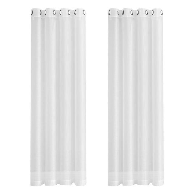 Lot de 2 Rideaux Modernes Simples Imperméables Couleur Unie Trilon transparent Perforé anti-UV