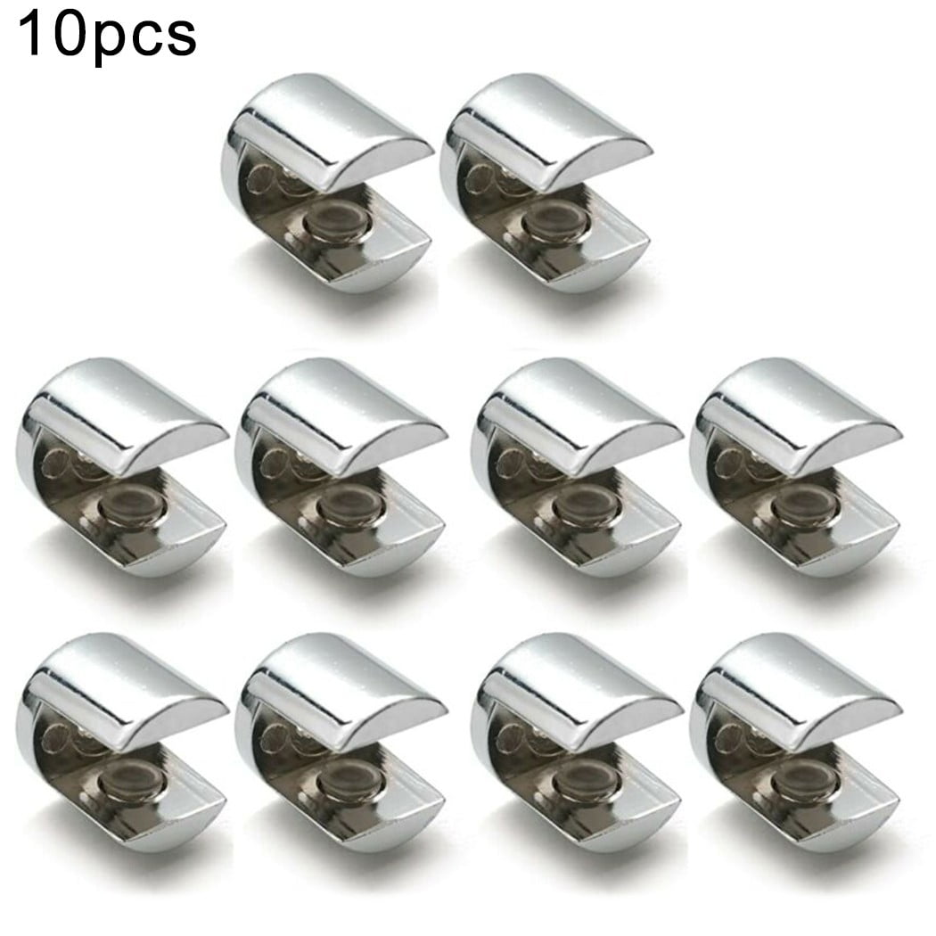 Pack of 8 Rectangular Chrome Shelf Brackets Clamps for Glass Shelves up to 6mm 