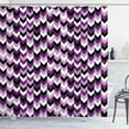 thumbnail image 1 of Ambesonne Chevron Shower Curtain, Zig Zag Retro Arrows, 69"Wx84"L, Purple White Black, 1 of 3