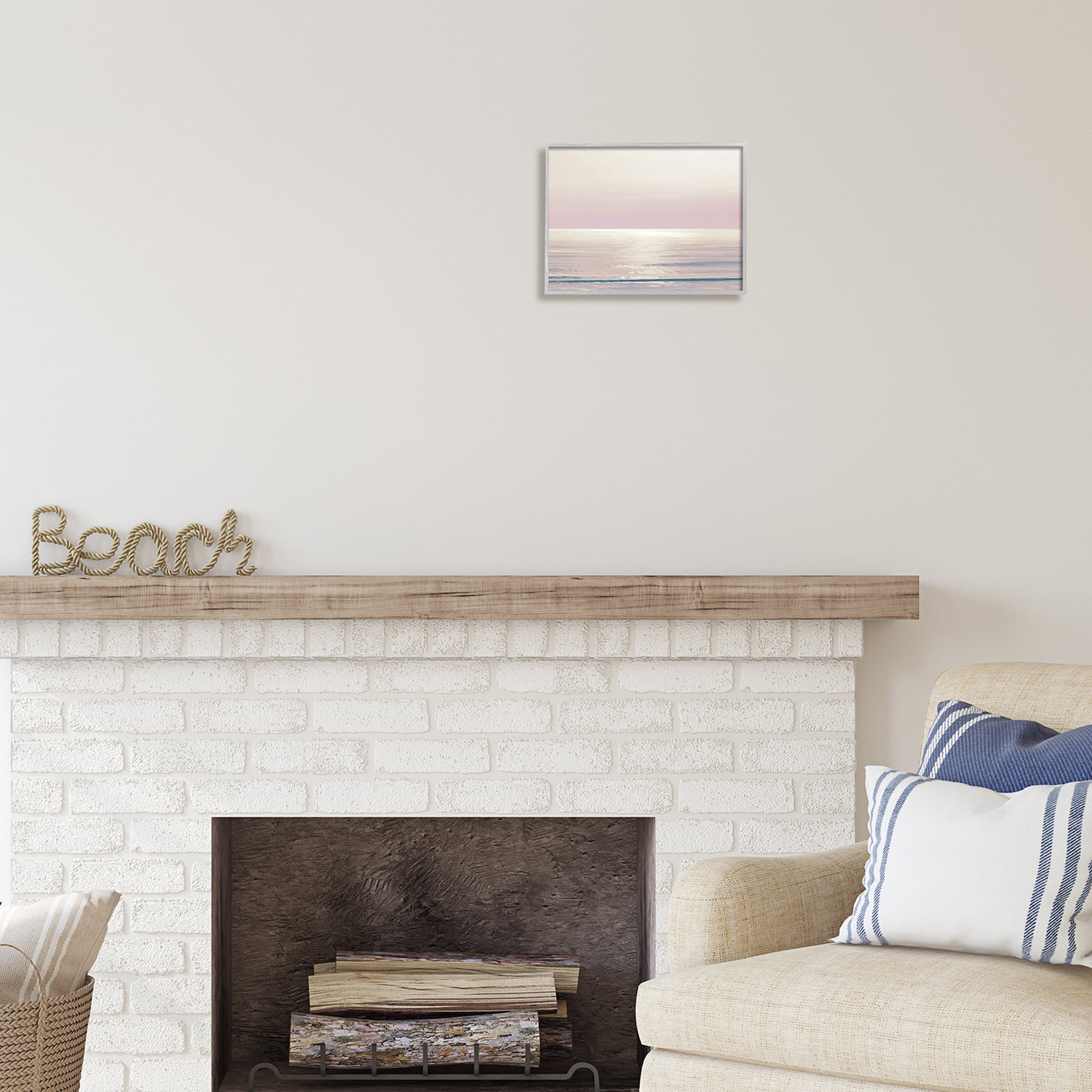 Stupell Industries Pastel Ocean Horizon Landscape Photography Gray Framed Art Print Wall Art, 14 x 11