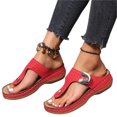 thumbnail image 1 of Women PU Leather Wedges Sandals Rhinestone Flip Flops Non-Slip Comfortable Summer Beach Walking, 1 of 6