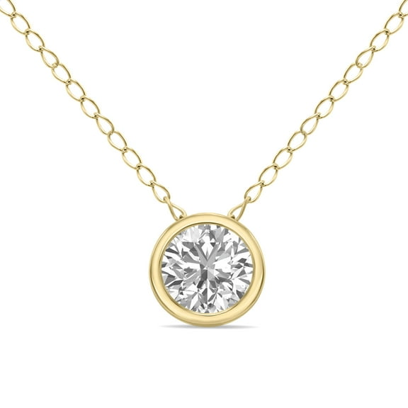 SZUL Women's 1/3 Carat Lab Grown Diamond Bezel Pendant in 14K Yellow Gold (F-G Color, VS1-VS2 Clarity)