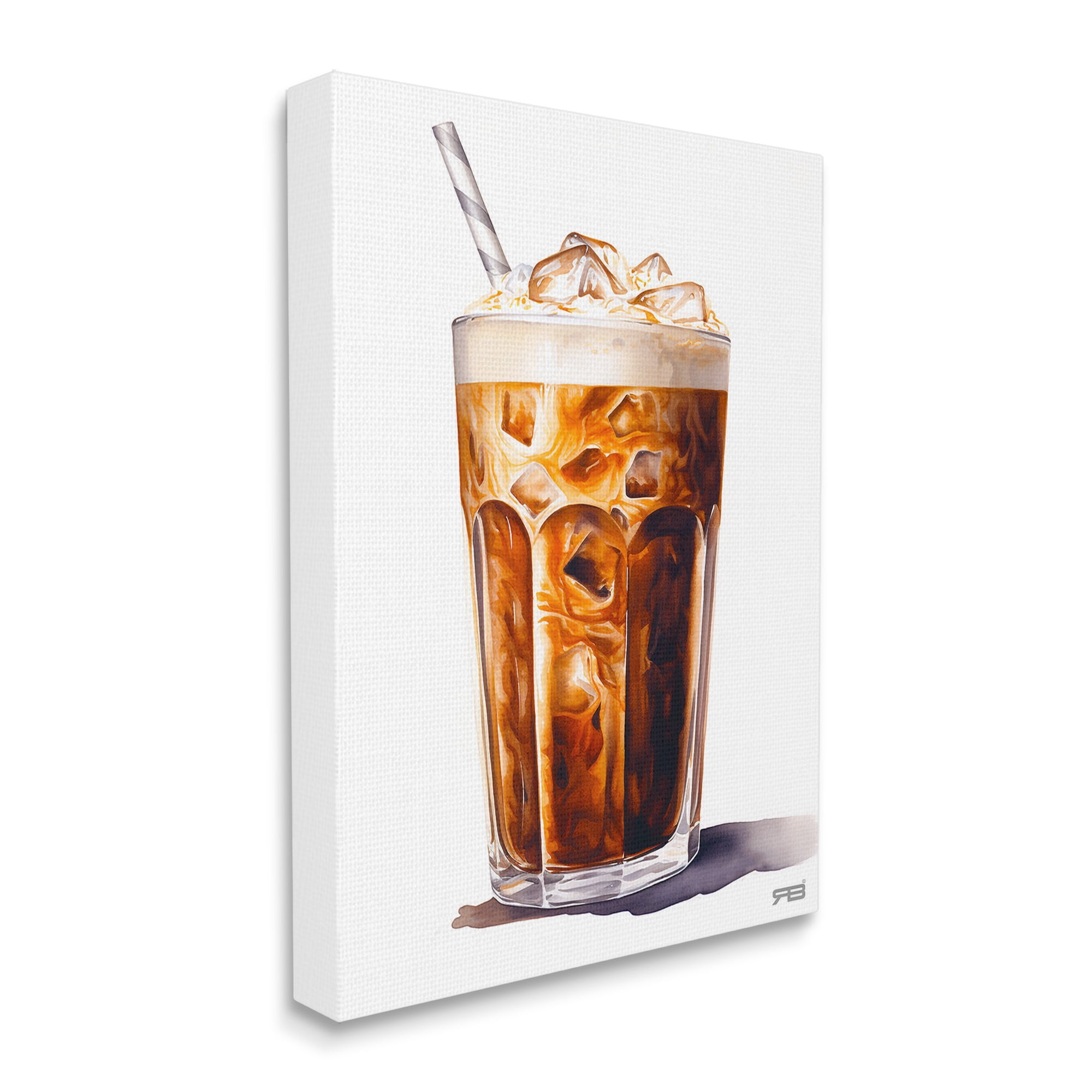 Stupell Industries Swirled Iced Coffee Food & Beverage Painting Gallery Wrapped Canvas Art Print Wall Art, 16 x 20