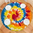 thumbnail image 2 of Vibrant Tie Dye Spiral Round Fitted Tablecloth with Elastic Edge,Dining Table Cover Waterproof,Outdoor Round Tablecloth for Camping,Dining,Indoor and Outdoor, 2 of 7