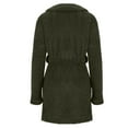 thumbnail image 4 of Women's Solid Color Plush Bathrobe - Long Sleeve Winter Warm Homewear, Olive Green, L, 4 of 4