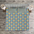 thumbnail image 3 of Ambesonne Trellis Quilted Bedspread Set 3 Pcs, Antique Retro Pattern, Queen Size, Purple Yellow Sky Blue, 3 of 3