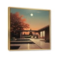 thumbnail image 2 of Designart "Blue Orange Mid Century Dreamy River" Mid-century Floater Framed Wall Art Living Room, 2 of 7