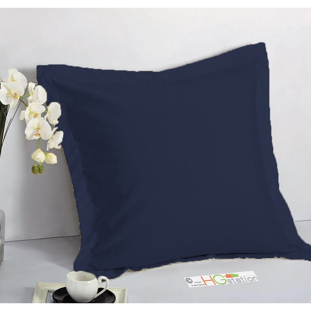 1 Pair 2 Pieces Euro Pillow Shams 26" x 26" + 1.5" Hem Navy Blue
