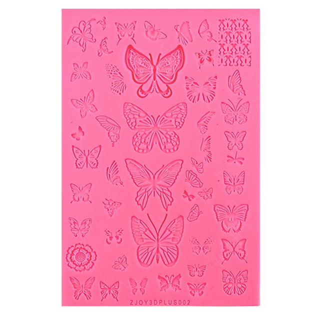 Plantilla de uñas con efecto florístico 3D, patrón de flor de mariposa rosa TFixol plantilla de uñas