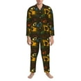 thumbnail image 3 of Lsque Monochrome Excavators Pattern Long Sleeve Pajama Set for Men - Soft 2-Piece Sleepwear and Loungewear Set with Pockets, Comfy Nightwear-Large, 3 of 7