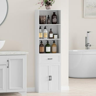 Leon 22in. Brown Linen Storage Cabinet for Bathroom and more