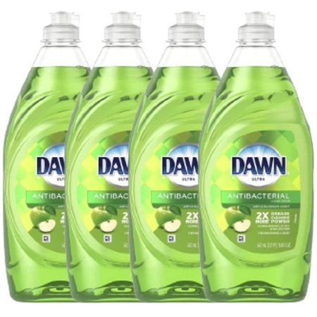 Moisturizing Liquid Dish Soap with 2X Grease Cleaning Power | Highly Recommended Dishwashing Liquid Soap Suitable as Dishwasher Soap in Refreshing Apple Blossom Scent - 19.4 FL OZ Per Pack, Pack of 4