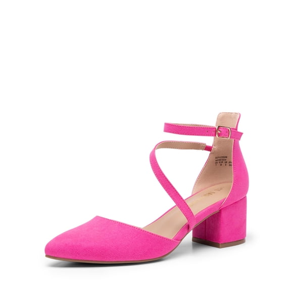 Zapatos DREAM PAIRS SDPU2354W Tacones de Gamuza Rosa Fucsia con Tacón de 5 cm