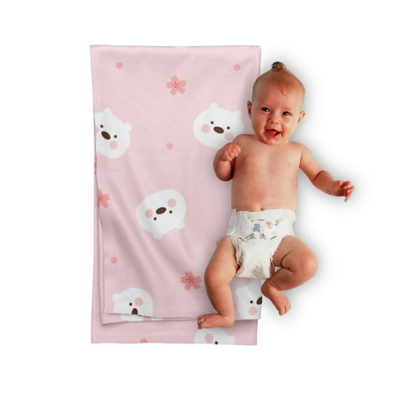 Cobija Manta Frazada Juana Gallo Para Bebé Diseño de Osos Rosas Ultra Suave y Ligera