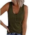 thumbnail image 1 of Womens V Neck Tank Tops Summer Ribbed Sleeveless Henley Shirts Casual Loose Button Up Cami Knit Tees, 1 of 4