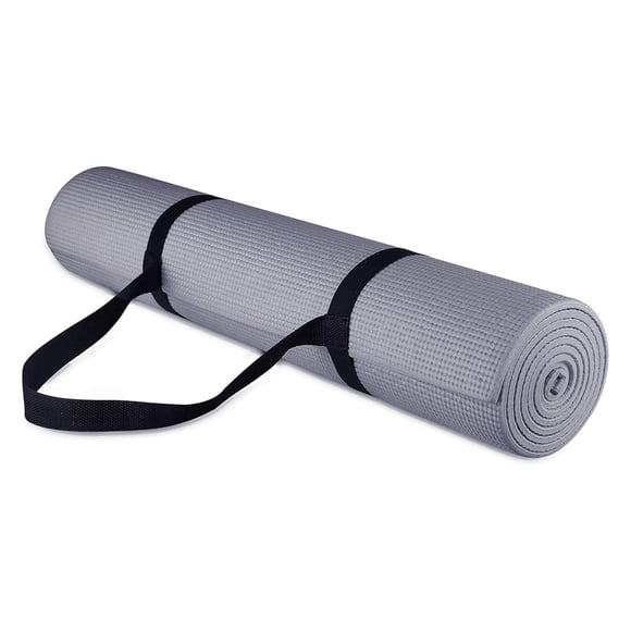 Tapete de Yoga BalanceFrom Gris Alta Densidad Multiusos Antideslizante con Correa de Transporte