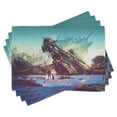 thumbnail image 1 of Ambesonne Fantasy Place Mats Set of 4, Crashed Spaceship Art, Standard Size, Blue Green, 1 of 6