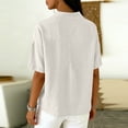 thumbnail image 4 of Women’s Cotton Linen Polo Shirt Casual Short Sleeve Button Down Summer Tops, M, 4 of 4