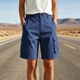thumbnail image 6 of Binmer Women's High Waist Button Cargo Shorts with Pocket,Casual Outdoor Summer Shorts Blue,Women's Plus XL, 6 of 7