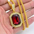 thumbnail image 2 of GKNET Inlaid Diamond Square Ruby Necklace Hip Hop Pendant Vintage Delicate Jewelry Accessor WY4-A1, 2 of 9