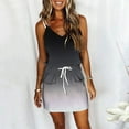 thumbnail image 1 of Robe T-Shirt Femme Décontractée Col en V Sans Manches Bandage Rayé Imprimé Ample Robe à Bretelles Robe de Vacances en Liquidation, 1 of 6
