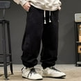 thumbnail image 2 of Mens Sweatpants Loose Fit Straight Leg Drawstring Sports Pants Fall Solid Color Trousers Men's Pants, 2 of 5