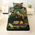 thumbnail image 3 of Metsweet Dino Green Letter A Twin Sheets 3pcs, Volcano Tyrannosaurus Rex Bedding,Brown Orange,1 Fitted Sheet, 1 Flat Sheet and 1 Pillowcase, 3 of 5