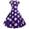 thumbnail image 2 of Beugl Summer Dresses for Women 2024, Women Vintage Retro Short Sleeve Polka Dot Evening Party Prom Swing Dress Midi Dresses for Women, Sundresses for Women 2024 Purple M, 2 of 5