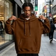 thumbnail image 2 of UDAUDU Mens Hooded Fashion Long Sleeve Hoodies Casual Drawstring with Pockets Fall Winter Pullover Sweatshirt for Men Coffee M, 2 of 8