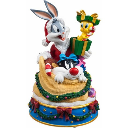San Francisco Music Box Company Bugs and Friends in Santa's Toy Bag Figurine Music Box