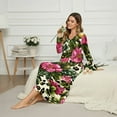 thumbnail image 3 of SEANATIVE Long Sleeve Nightgown for Women Elegant Button Front Pajama Dress Ankle-Length Cozy Soft Sleepwear Bedtime Outfits for Bedroom Home Hotel, 3XL, Flower Leopard Print, 3 of 7