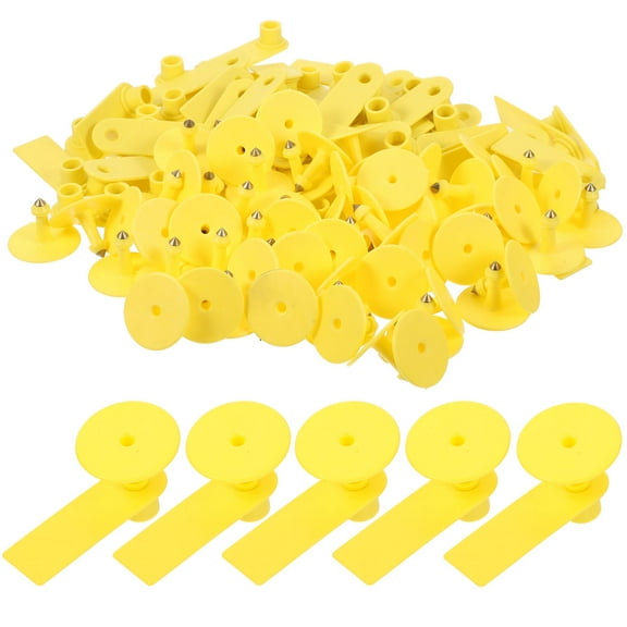 Toyvian 100Sets Yellow Plastic Livestock Ear Tags Blank Identification Tags for Cattle Sheep Pigs